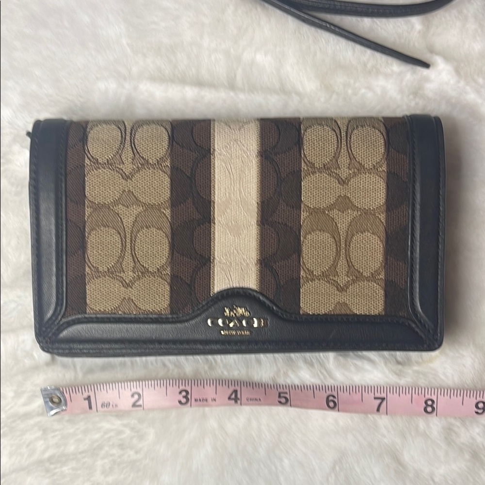 COACH- Anna Foldover Clutch Crossbody In Signature Jacquard With Stripes - Picture 2 of 13